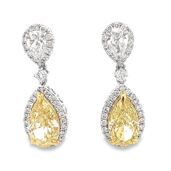 Pear Shaped 14K (or 18k upon request) Drop Diamond Waterfall Earrings - Picture 1 of 5